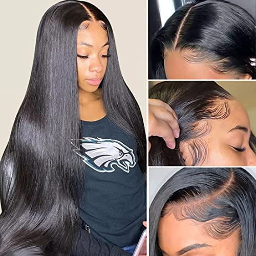 Amazon.com : UNICE Undetectable 13x4 HD Lace Front Wigs Human Hair Bleached  Knots for Black Women 10A Brazilian Virgin Hair Straight Real HD Lace Front  Wig Pre Plucked with Baby hair 150%